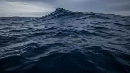 Towering abyssal ocean swell under a stormy sky, evoking thalassophobia and nature's terrifying power. Ideal for horror, thriller, environmental, or psychological concepts, book covers,