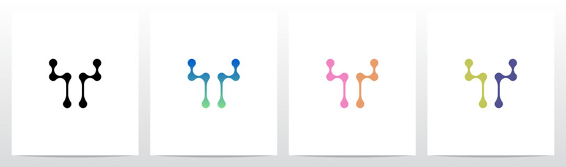 Lines Dots Abstract Organic Shape Letter Initial Logo Design T