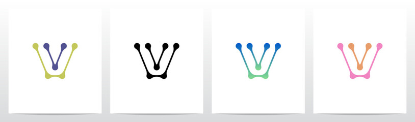 Lines Dots Abstract Organic Shape Letter Initial Logo Design V