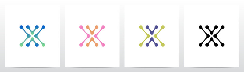 Lines Dots Abstract Organic Shape Letter Initial Logo Design X