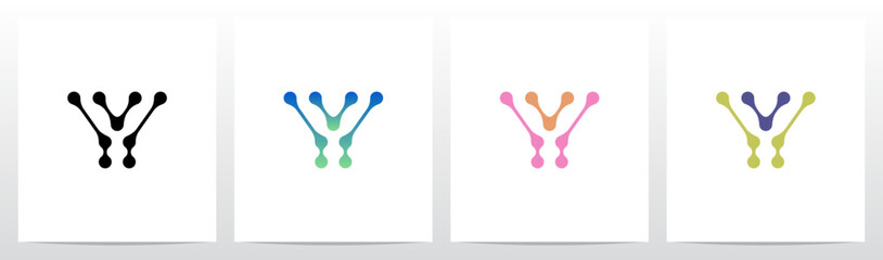 Lines Dots Abstract Organic Shape Letter Initial Logo Design Y