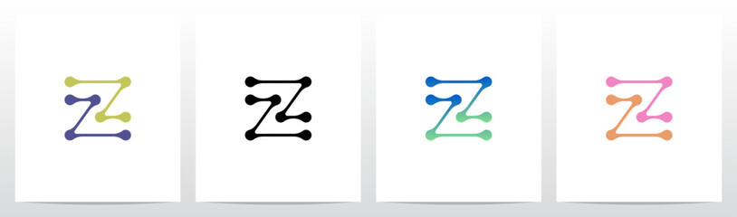 Lines Dots Abstract Organic Shape Letter Initial Logo Design Z