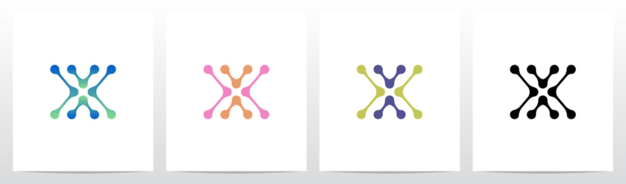 Lines Dots Abstract Organic Shape Letter Initial Logo Design X