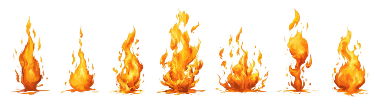 Animated fire flames in various stages of intensity