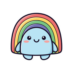 Obraz premium Adorable Cartoon Character with Rainbow - Vector Illustration