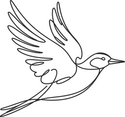 Obraz premium Simple black and white line of a bird in flight line black and white