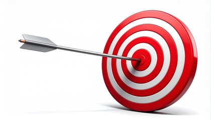Red and White Target with Arrow Piercing Bullseye Symbolizing Precision, Focus, and Goal Achievement