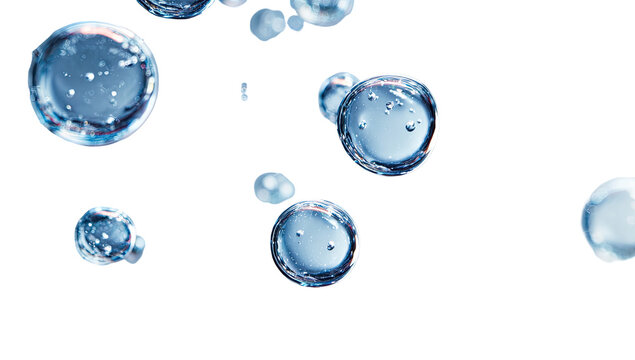 A scattering of translucent, light blue bubbles