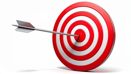 Red and White Target with Arrow Piercing Bullseye Symbolizing Precision, Focus, and Goal Achievement