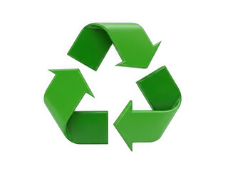 Obraz premium Green recycling symbol with three arrows forming a circle isolated on transparent background