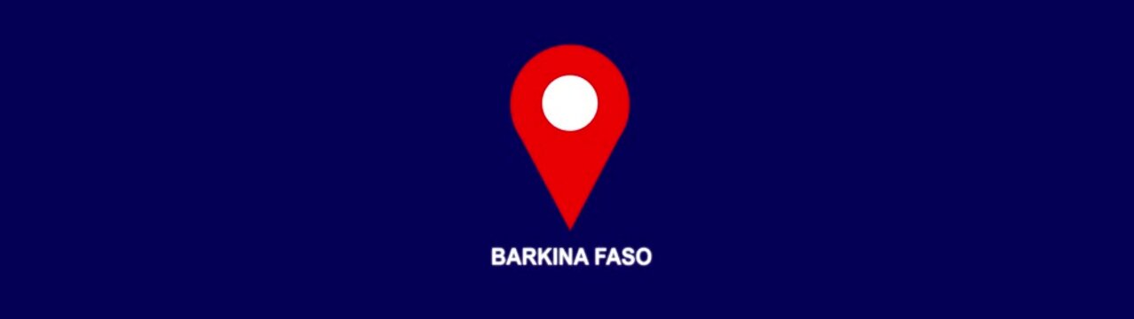 Barkina Faso country location pin animation 4K video. GPS tracking map pointer icon with alpha channel and Black background, location has been displayed.