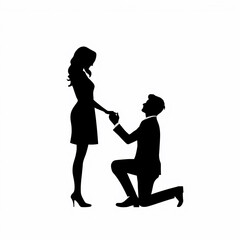 Man Proposing Marriage to Woman Silhouette