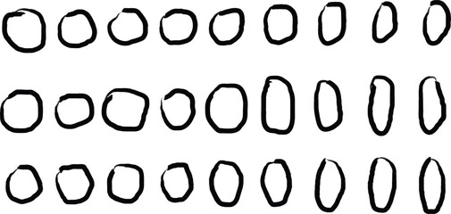 Fototapeta premium Hand Drawn Oval and Circle Shape Outline Set