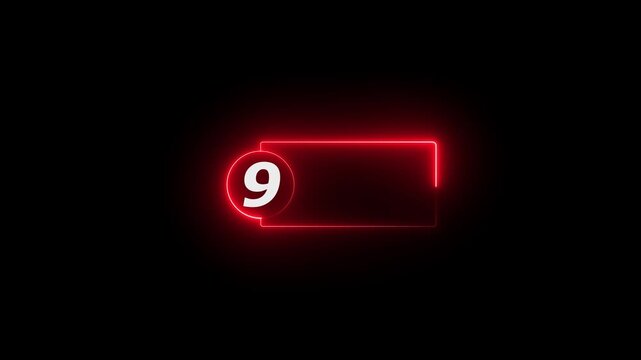 Blue Neon Number 9 Inside Circle With Rectangular Frame On Black Background sixty five numeral