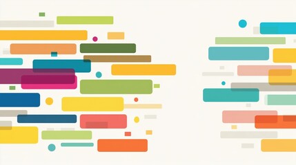 Vibrant abstract geometric shapes background with overlapping colorful rounded rectangles and playful circles creating a dynamic, modern, and engaging visual design perfect for digital art, website ba