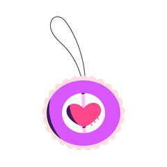 Vector illustration of a romantic heart pendant with ribbon. Cute love symbol for Valentine's Day designs, greeting cards, gift tags, stickers and wedding graphics