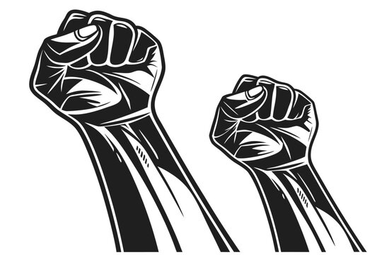 Black and White Stylized Hands Making Rock Paper Scissors Gestures