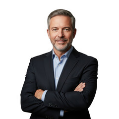 Confident businessman portrait isolated on transparent background