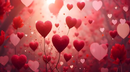 red hearts background