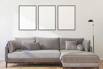 Tthree frame mockup. 3d render.