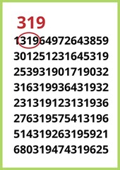 Find a three-digit number, a math worksheet for children, memory development and attention