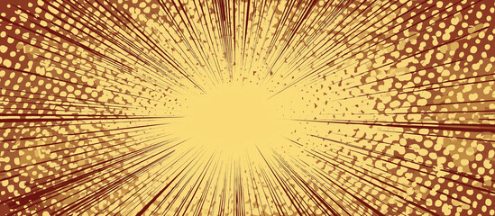 Comic Book Style Speed Lines and Halftone Dots Background