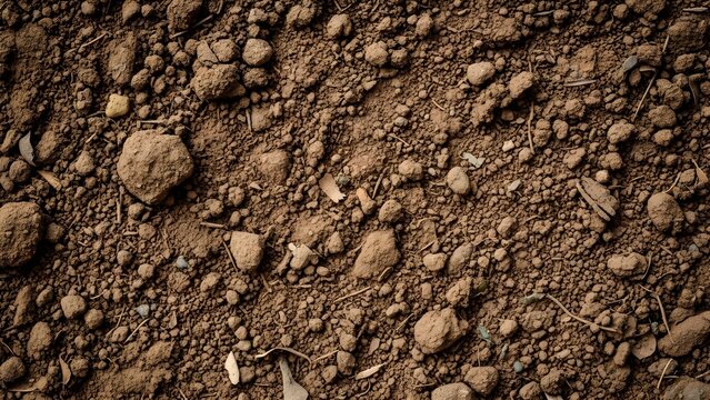 Close-up of brown clumpy soil texture background