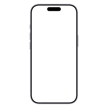 Lavender smartphone mockup template without background. PNG. No background. Empty screen. Only frames. 