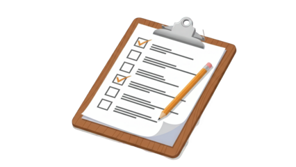 A clipboard with a checklist and pencil on a black background