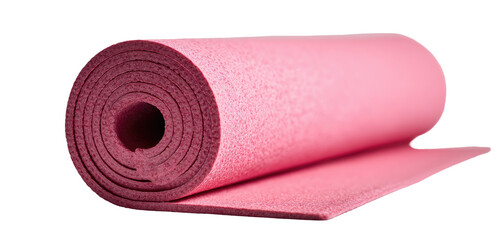 Rolled pink exercise or yoga mat