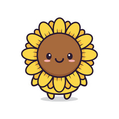 Obraz premium Adorable Cartoon Sunflower Character Illustration