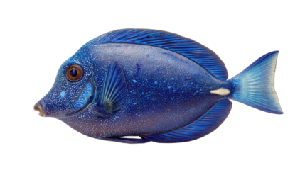 Blue tropical fish isolated on white background representing marine life ocean wildlife aquatic nature exotic sea animal and underwater illustration concept