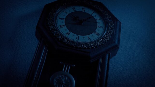 Vintage Clock On Wall In The Dark