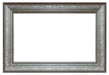 Old vintage silver frame isolated on a white background
