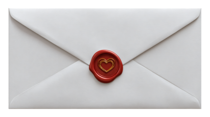 Love letter envelope with heart seal isolated on a white background
