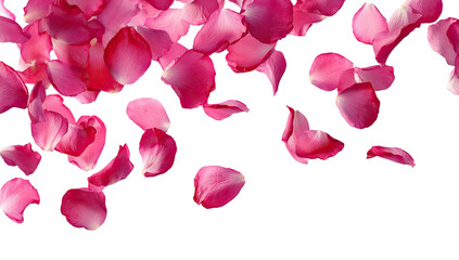 Pink rose petals falling against a black background (1)