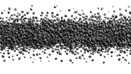 Dark, grainy, textured band of small, clustered spheres against black background