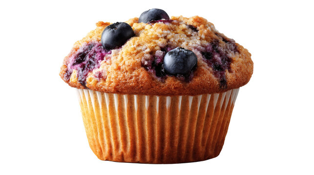 Blueberry muffin isolated on a white background