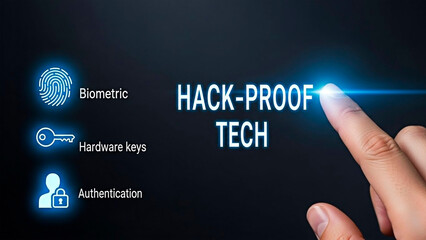 A hand interacting with hack-proof tech