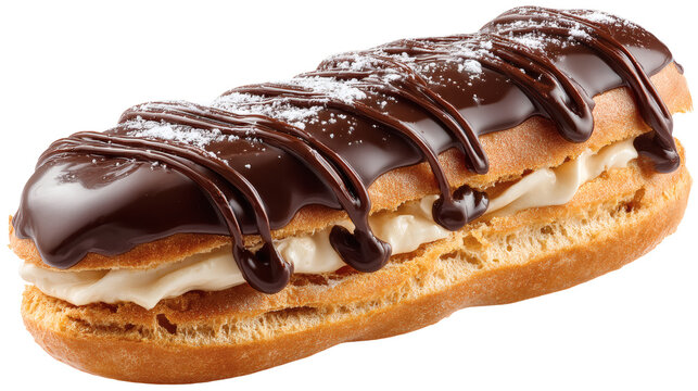 Chocolate eclair isolated on a white background