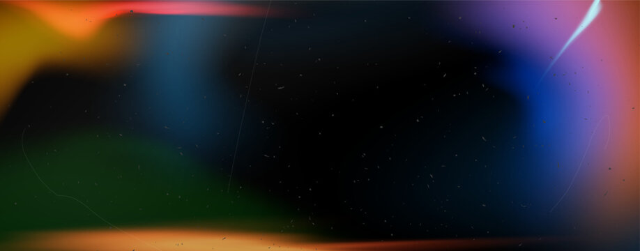 Vintage light film leak effect creates warm yellow and orange glow with realistic camera flare. Retro movie texture overlay features chromatic burn and grain for old analogue cinema look.