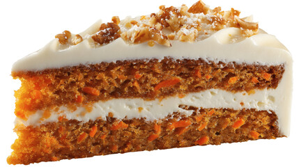 Fototapeta premium Carrot cake slice isolated on a white background.