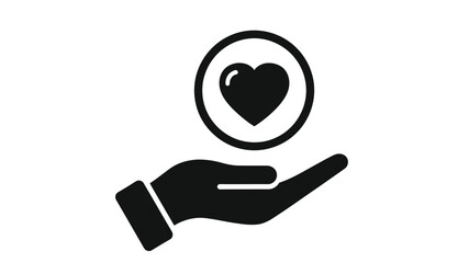 A hand gently offering a heart within a circular frame symbolizing care and affection