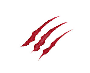 Red claw marks against black background