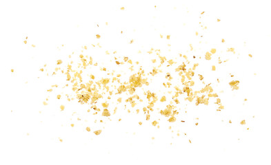 Walnut chopped, grated pile isolated on white, top view