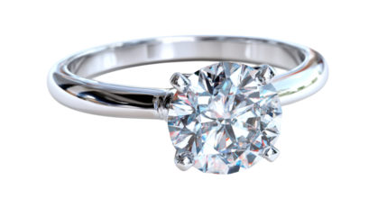 Engagement ring with diamond sparkle, Valentine proposal concept, isolated on a white background