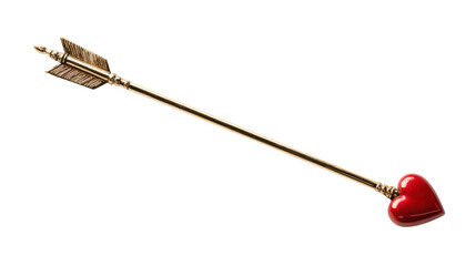 Cupid arrow with heart tip, classic Valentine symbol, isolated on a white background