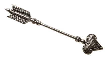 Cupid arrow with heart tip, classic Valentine symbol, isolated on a white background