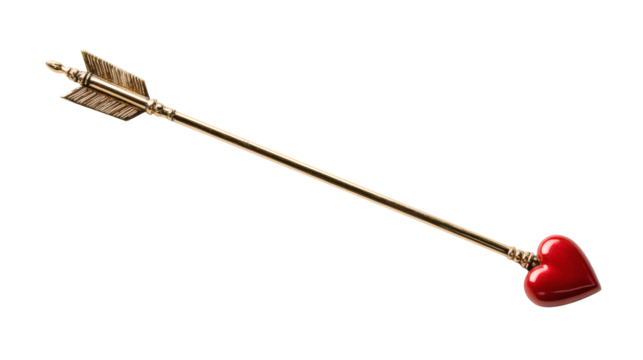 Cupid arrow with heart tip, classic Valentine symbol, isolated on a white background - Powered by Adobe