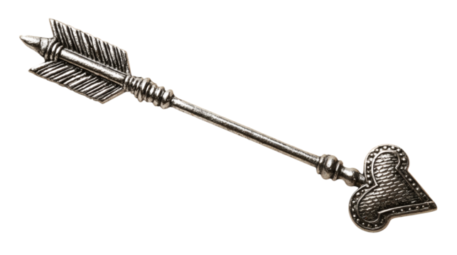 Cupid arrow with heart tip, classic Valentine symbol, isolated on a white background - Powered by Adobe